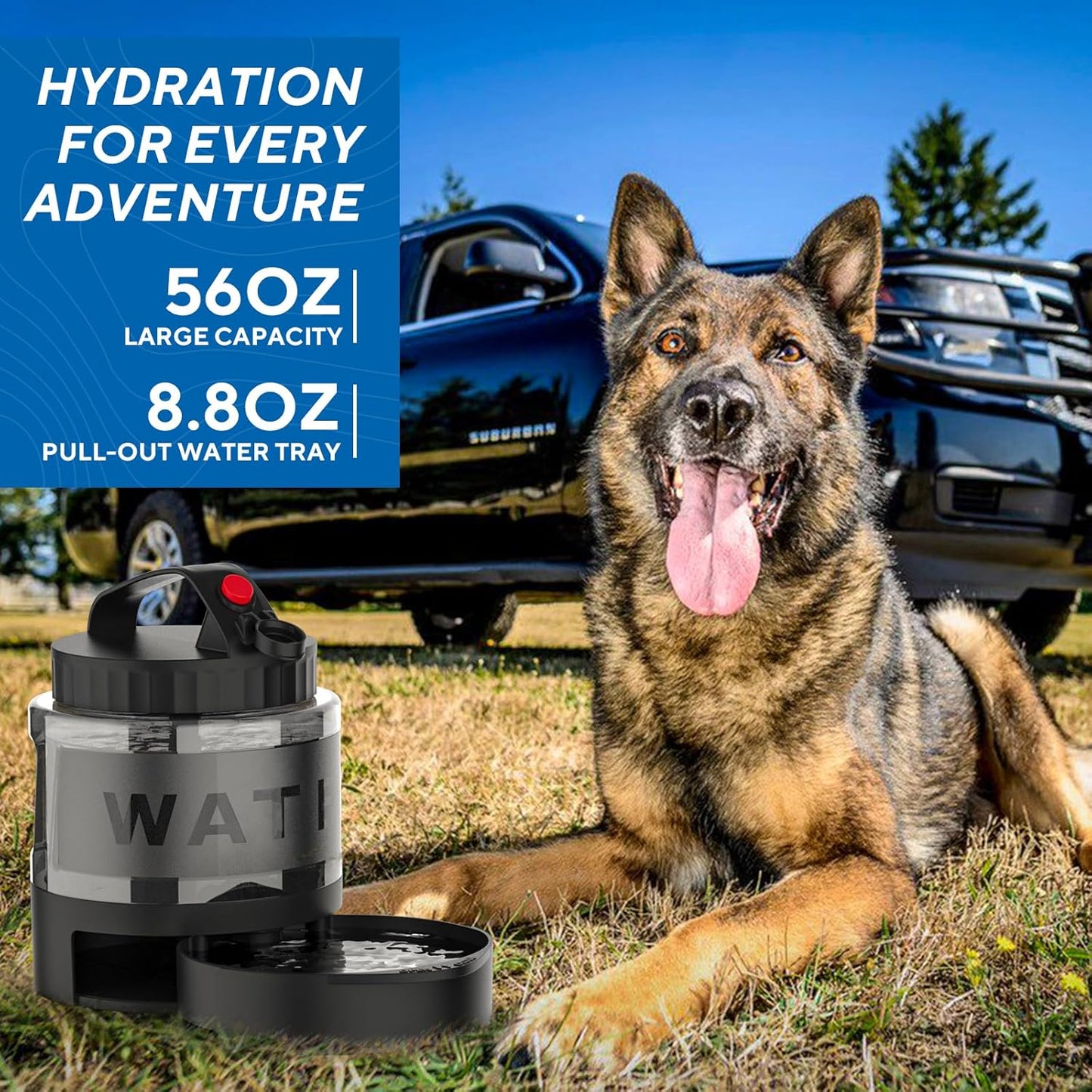 56oz Portable Large Dog Travel Water Bowl Dispenser